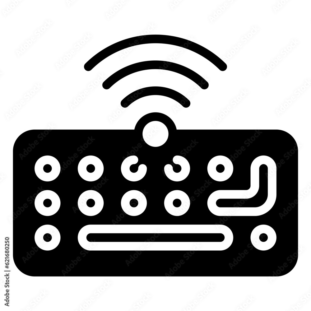 wireless keyboard icon, glyph icon style wireless keyboard icon, glyph icon style