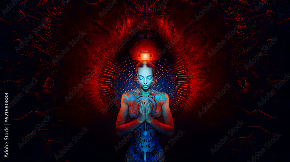 woman meditating, concentration spirituality concept woman meditating, concentration spirituality concept