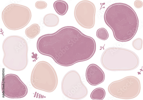 秋色ピンクの水彩フレームセット