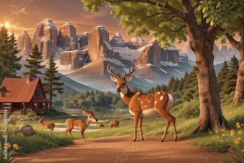 AI Generated deer in the forest