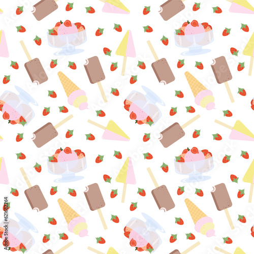 seamless pattern of different types of ice cream. Vector illustration