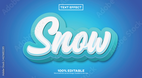 Editable Text Effect Winter Text Style with White and Blue color