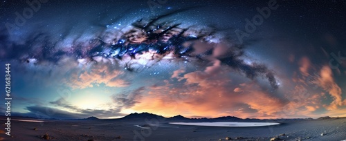 Panorama milky way galaxy with stars and space dust in the universe