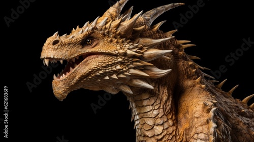 Hyperrealistic Dragon Statue In Angura Kei Style photo