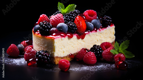 Cheesecake On Black Background