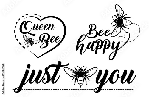 Bee quote inspiration template. Bee logo vector illustration.