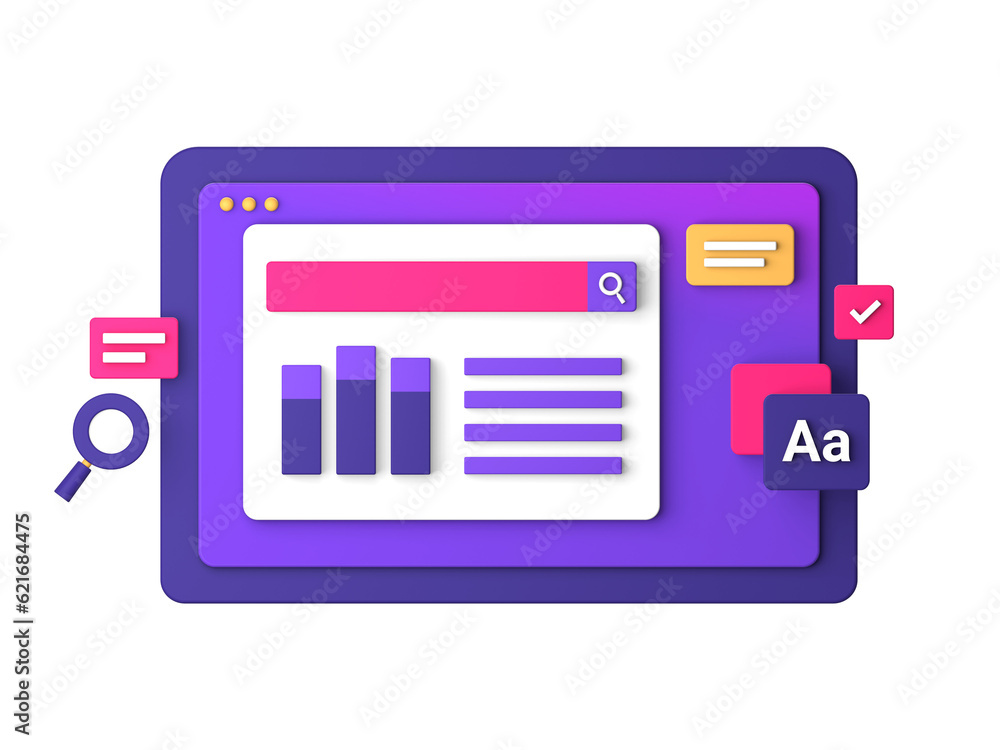 3d purple illustration icon of working on a business job front for UI UX web mobile apps social media ads design 3d purple illustration icon of working on a business job front for UI UX web mobile apps social media ads design