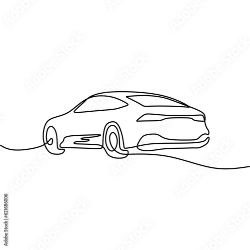 continous line art car automotive black line draw conceptual