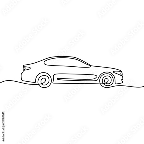 continous line art car automotive black line draw conceptual