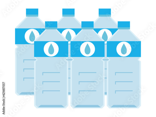 6本セットのシンプルなペットボトルのイラスト
