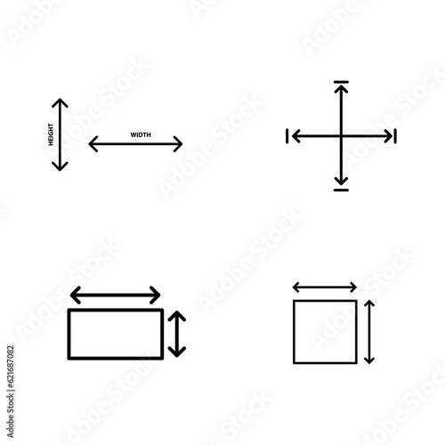 height and width icon set,height and width icon, area or size, dimension vector illustration on white background. 