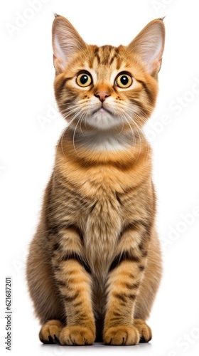 a bengal cat sitting on a white background © Ismail