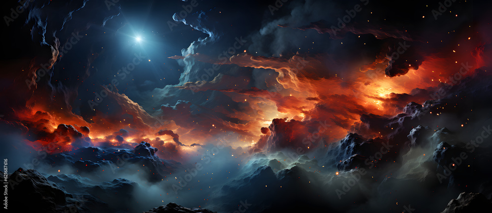 a painting with various clouds and some stars Generated by AI