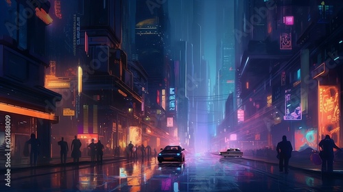 view of the city, skyscrapers, Artificial Intelligence, street