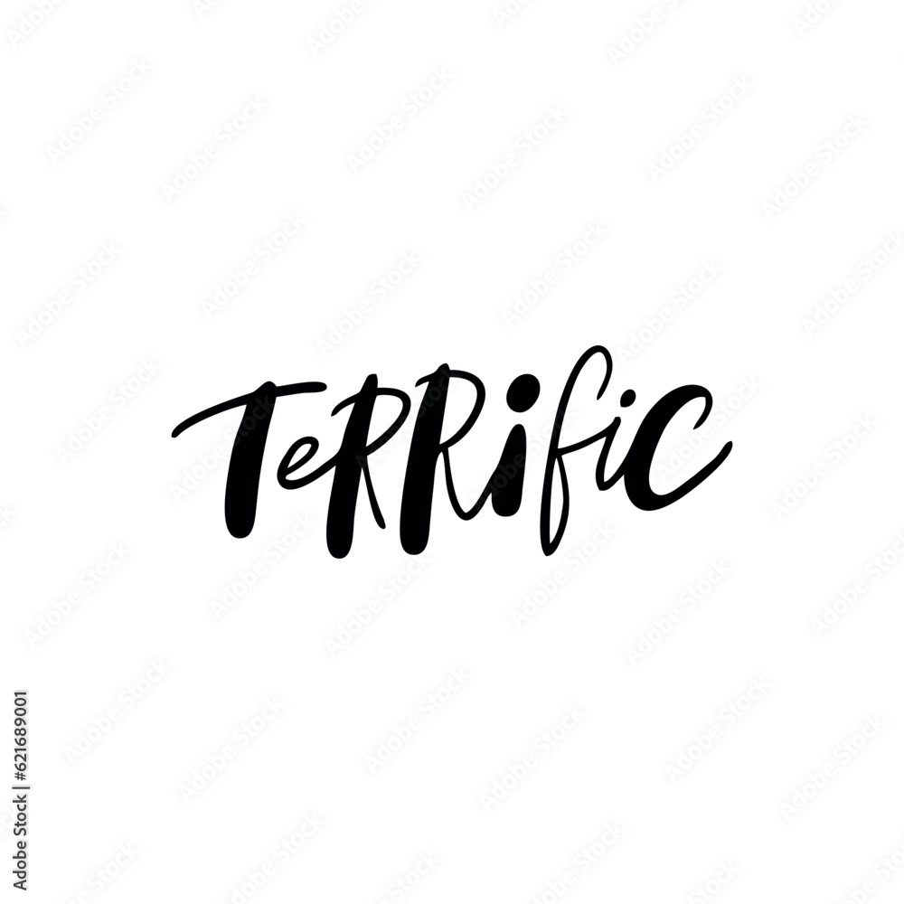 Handwriting phrase TERRIFIC for postcards, posters, stickers, etc.