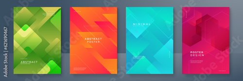Set of minimal covers design. Colorful gradient vector background. Modern template design for cover or web