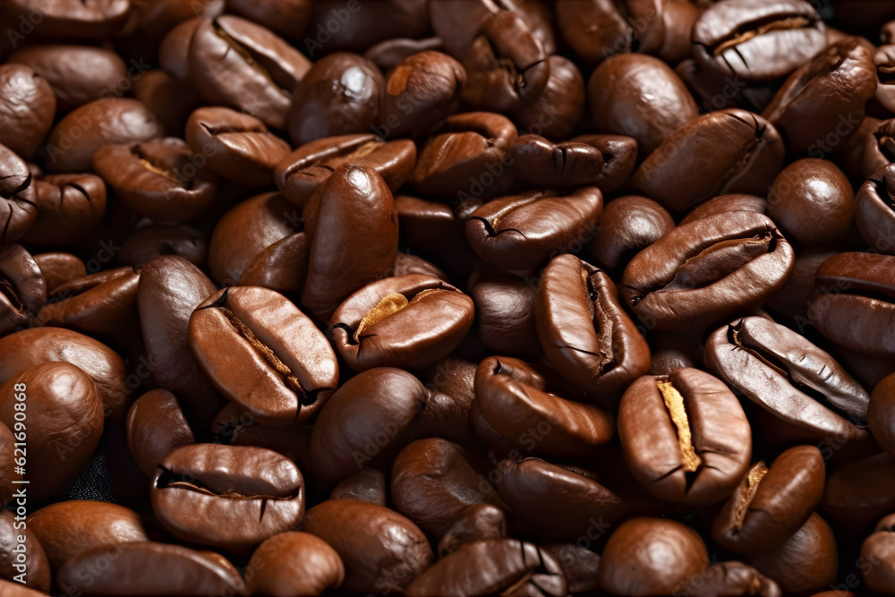 Close up of cofffee beans . Created by generative AI . Close up of cofffee beans . Created by generative AI .