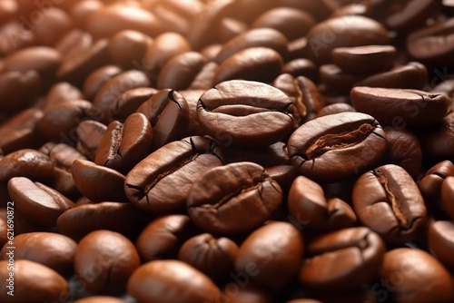 Close up of cofffee beans . Created by generative AI .