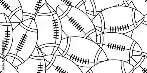 black white american football ball seamless pattern