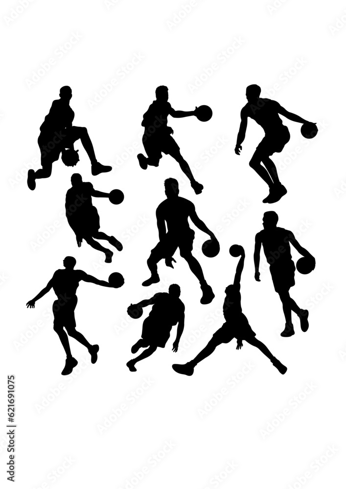 Basketball sport silhouettes