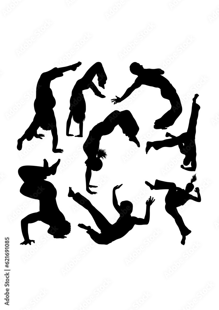 Capoeira sport silhouettes
