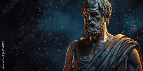 Aristotle bust sculpture, the Greek philosopher. Generative AI