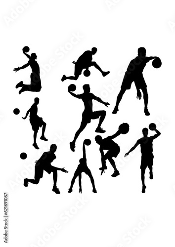 Basketball athlete silhouettes