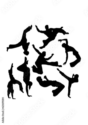 Capoeira martial art silhouettes