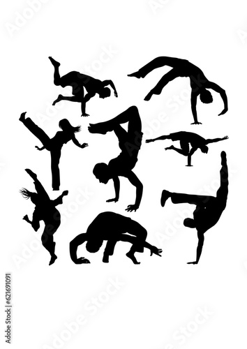 Capoeira training silhouettes