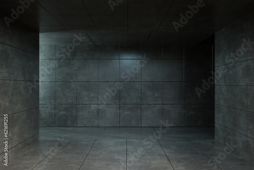 Empty background scene. Texture dark concentrate floor with mist or fog © yudhistirama