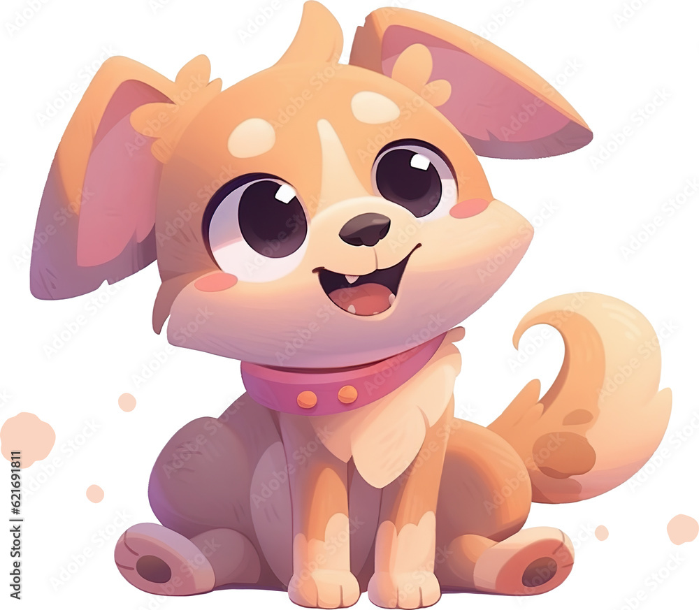 Fototapeta premium Cute cartoon dog on ground