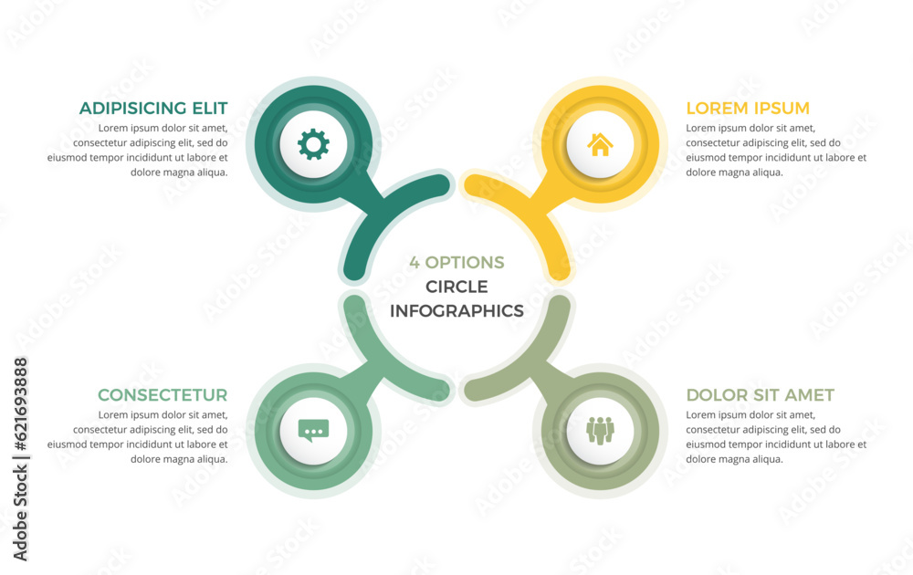 Fototapeta premium Circle infographics diagram template with four steps or options, vector eps10 illustration