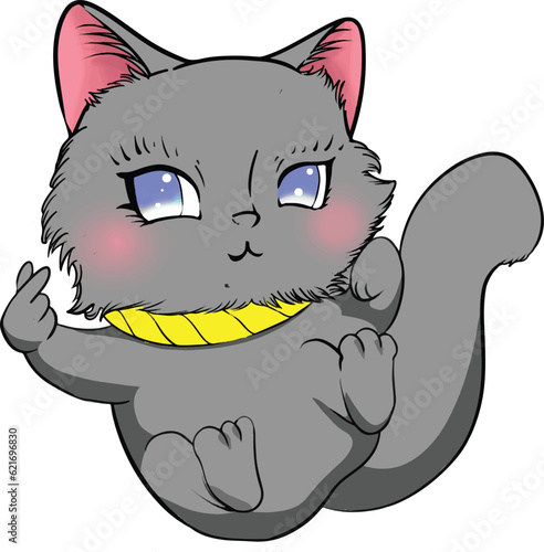 black cute lucky cat illustration
