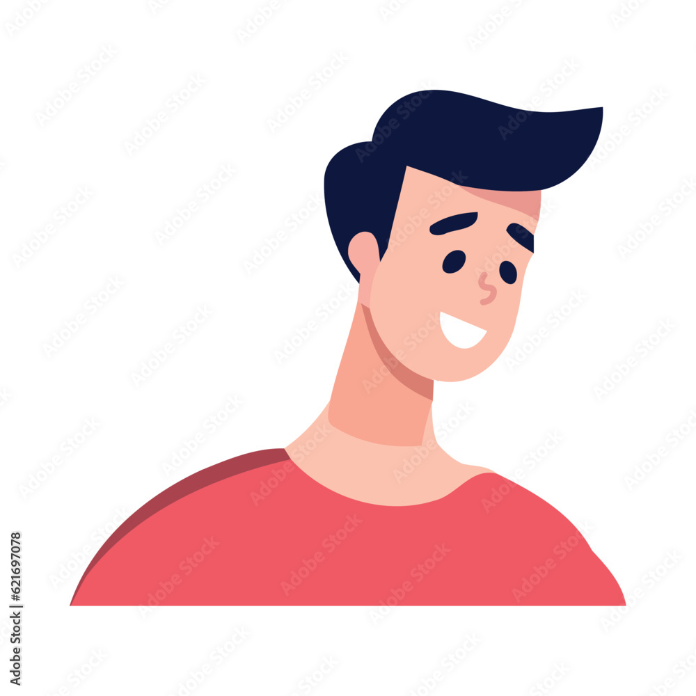 Smiling cartoon man avatar symbolizes happiness