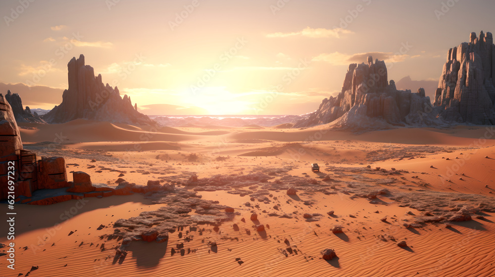 Detailed Desert Landscape Boasts Insane Details. Incredible desert landscape with stunning colors