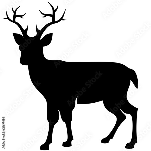 Deer icon vector illustration. Deer silhouette for icon, symbol or sign. Deer symbol for design about animal, wildlife, fauna, zoo, nature, hunt, winter and Christmas