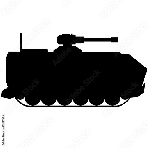 Military vehicle vector illustration. Armored personnel carrier for icon, symbol or sign. Military APC symbol for design about military, war, battlefield, conflict and armored vehicle