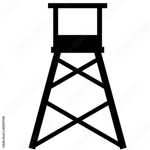Watchtower icon vector illustration. Guard tower silhouette for icon, symbol or sign. Guard post symbol for design about security, military, safety, jail, prison and patrol