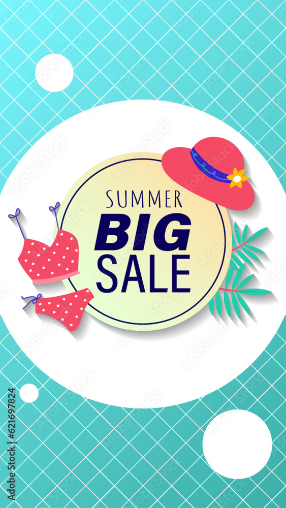 Fototapeta premium Summer sale social media story. Vertical template post for reel promotion content.
