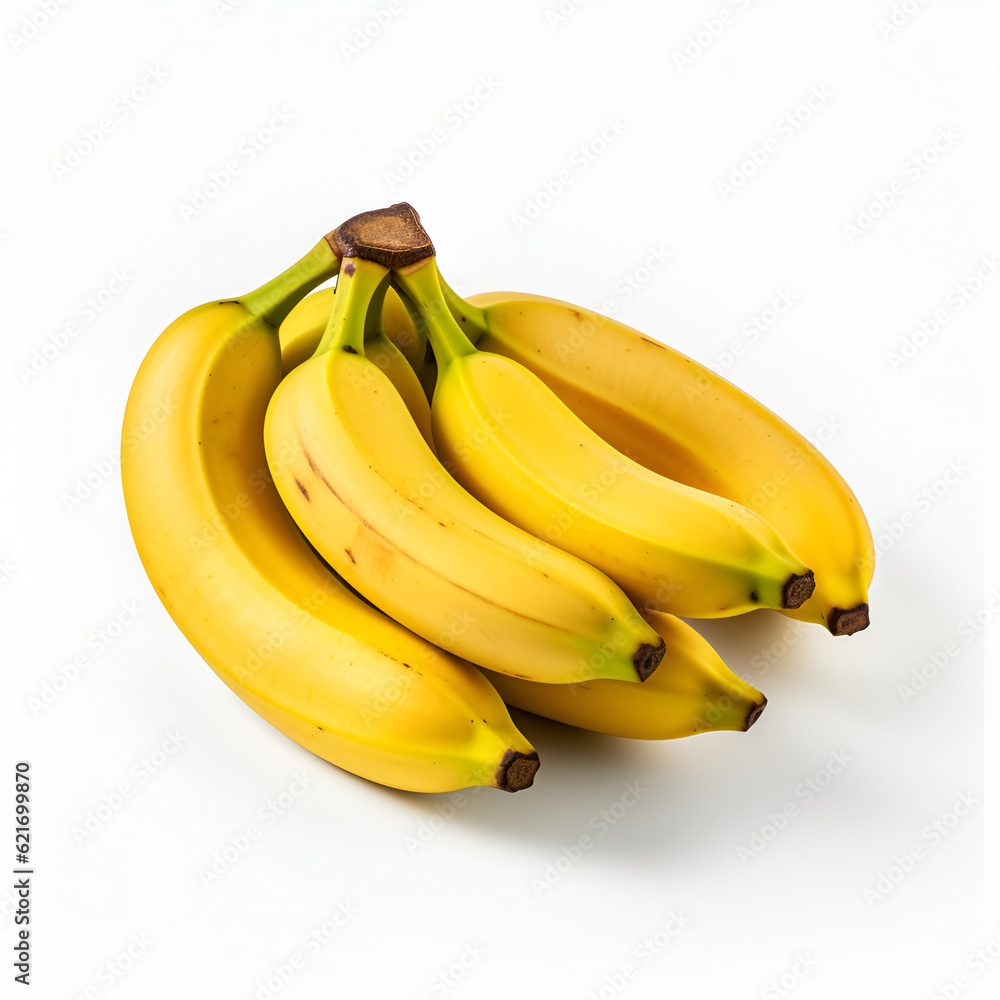 Illustration, AI generation. Bananas on a white background.