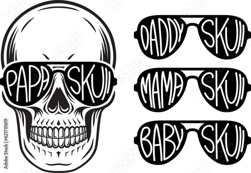 skull face with sunglasses illustration