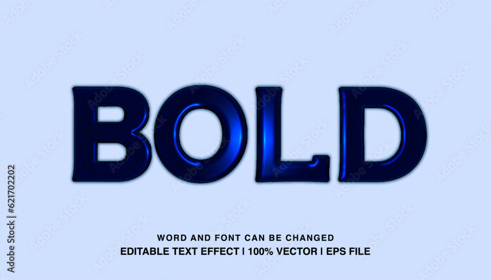 Bold editable text effect template, bold blue glossy style, premium vector 