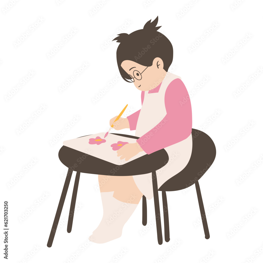 Illustration Of Kid Drawing And Painting Illustration Of Kid Drawing And Painting