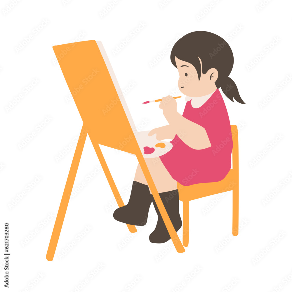 Illustration Of Kid Drawing And Painting