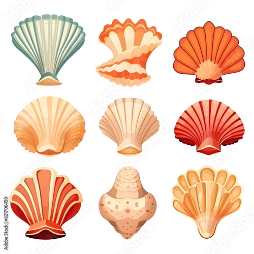 Set of seashell vector illustration