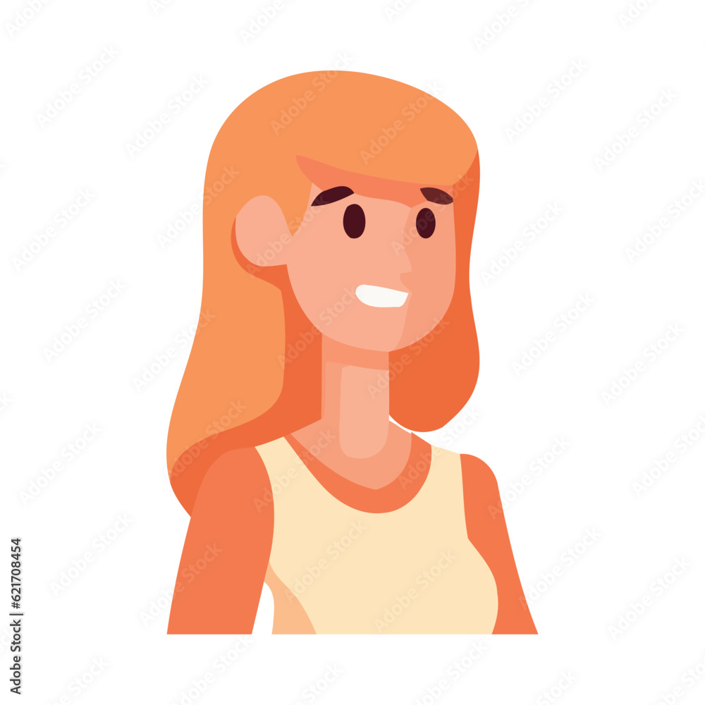 Smiling woman with cute hairstyles in profile Smiling woman with cute hairstyles in profile