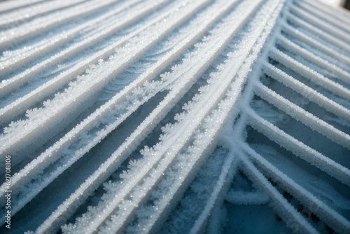 Close-up of a frost pattern on a window