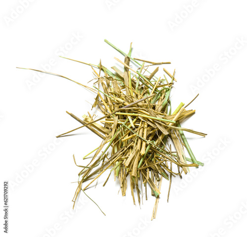 Small heap of straw on white background