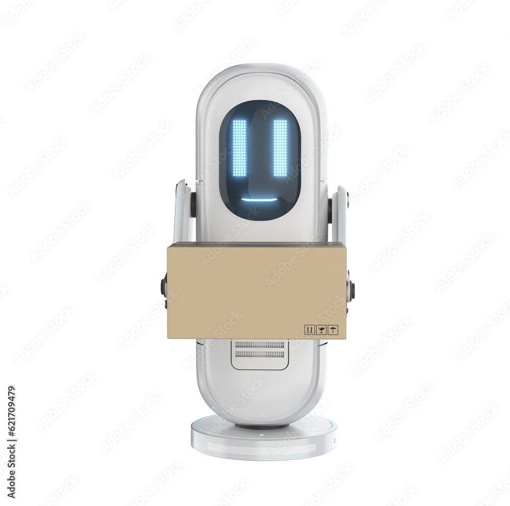 Smart logistic concept with delivery assistant robot send parcel box Smart logistic concept with delivery assistant robot send parcel box