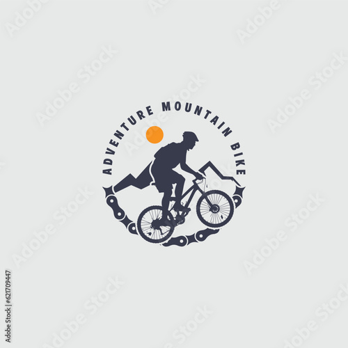 Mountain bike logo emblem vector image.downhill logo backfround vector.